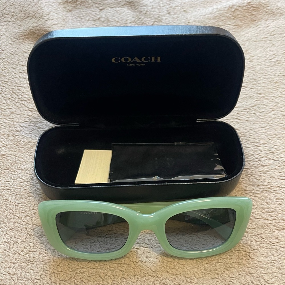 Coach Pillow Tabby Narrow Rectangle Sunglasses in Mint - Picture 4 of 7